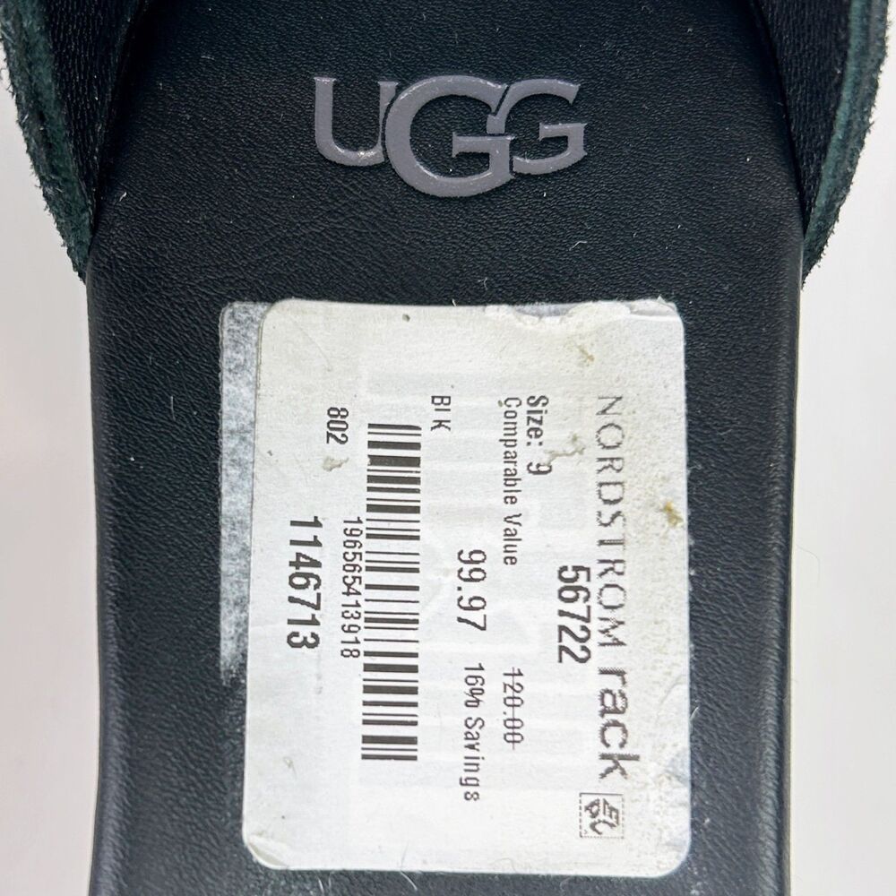 NWT UGG Aylani Wedge Sandals Espadrilles Strappy Open Toe Heels Black Suede sz 9 - Picture 13 of 14
